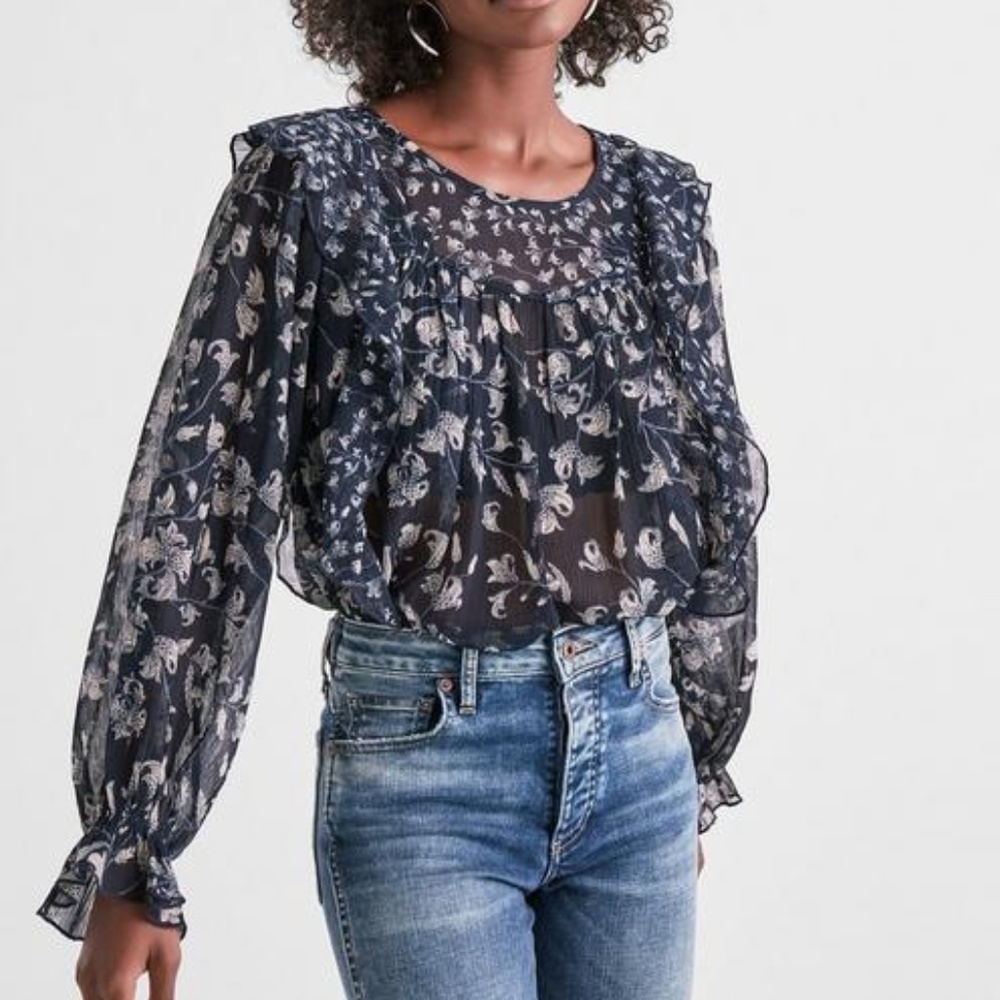 Lucky Brand Floral Print Ruffle Top